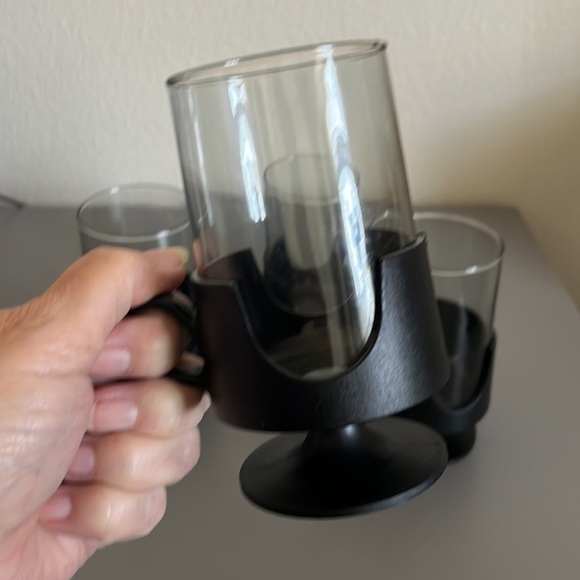 Vintage Compatible Corning Glas-Snap Plastic Handled Glasses Lot of 4 Coffee - Picture 4 of 9